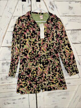 Nolita Trench Coat  Butterfly Jacket Black Multicolor Cotton Long Button NWT VTG